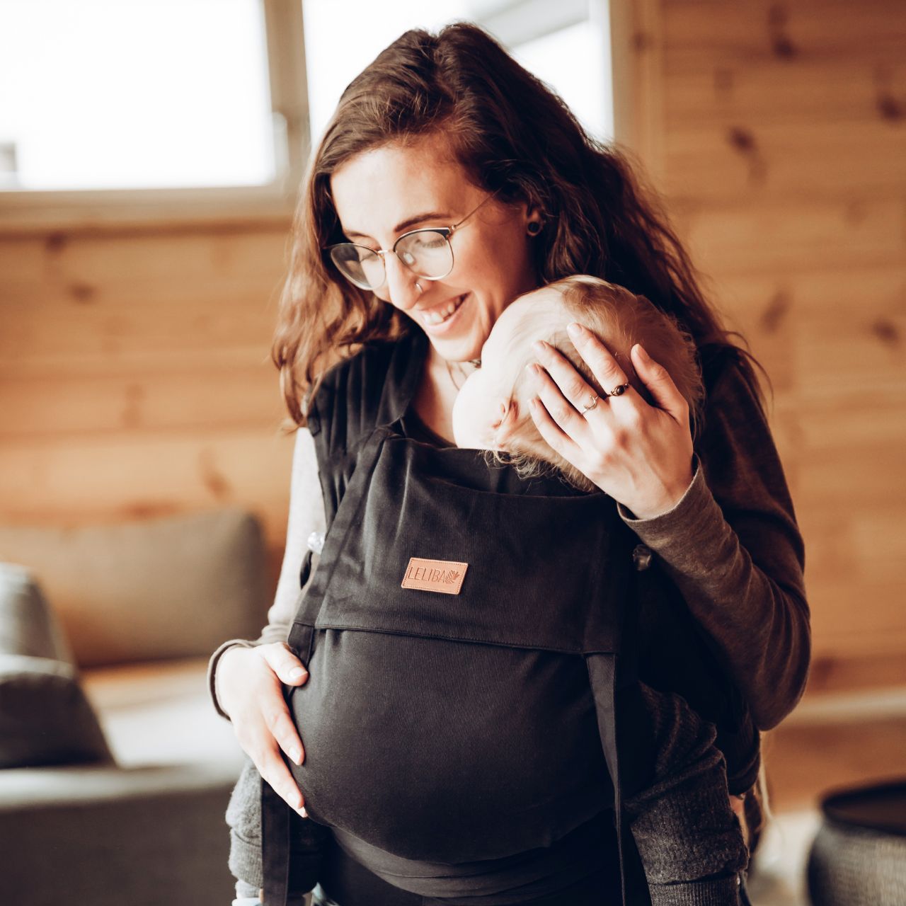 LELIBA Tai Babytrage mit Polster Leaf Merula