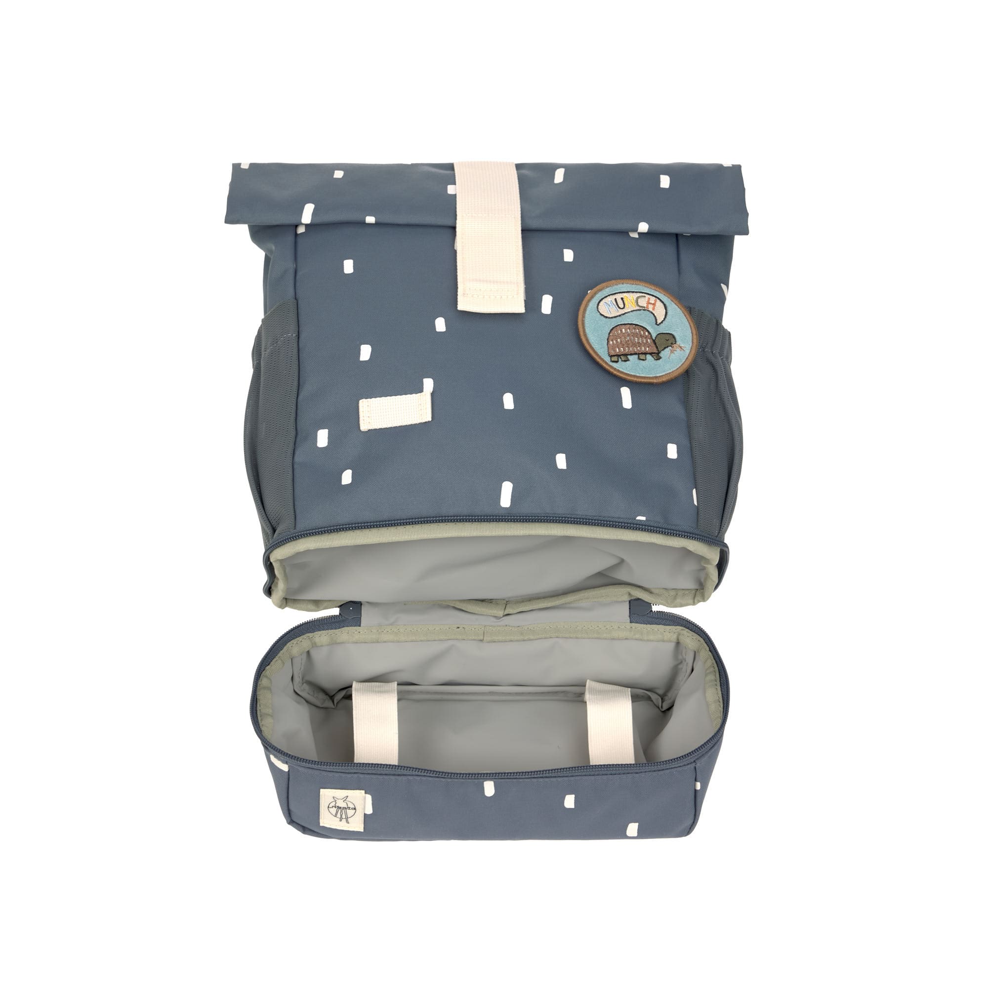 Lässig Kindergartenrucksack Rolltop Happy Prints, Dunkelblau