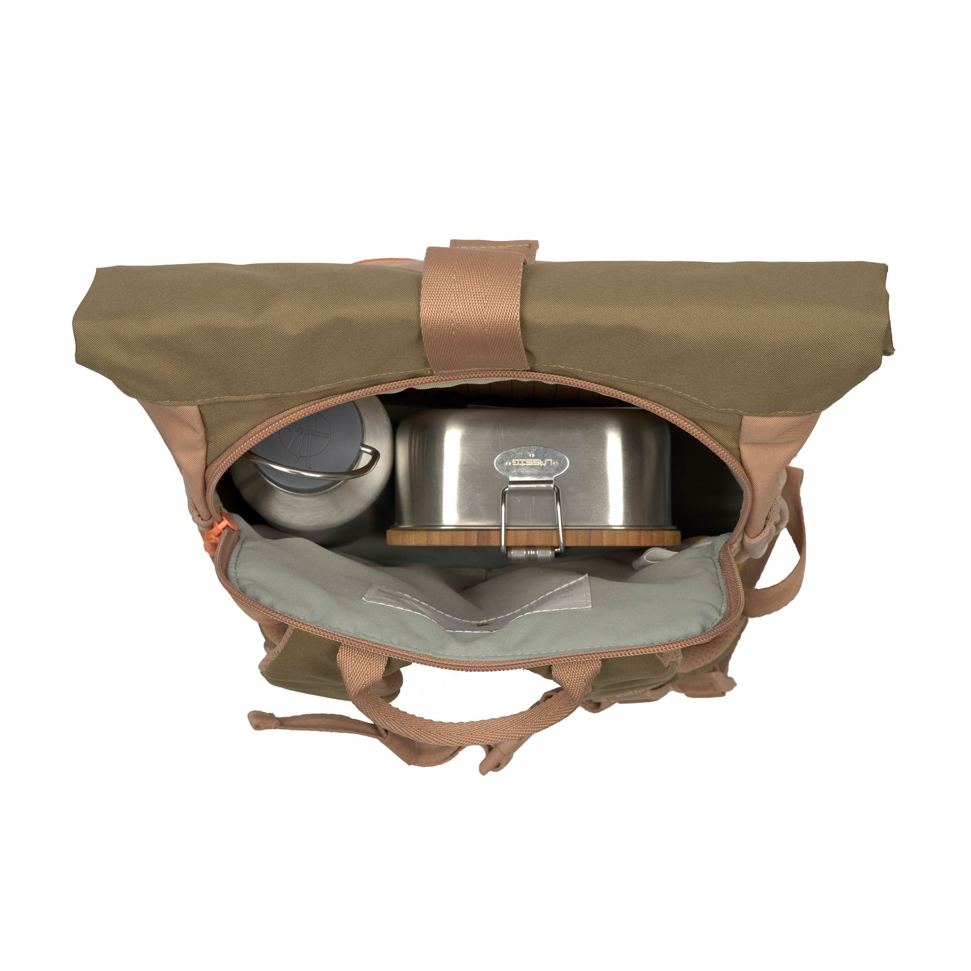 Lässig Kindergartenrucksack Rolltop Nature- Braun