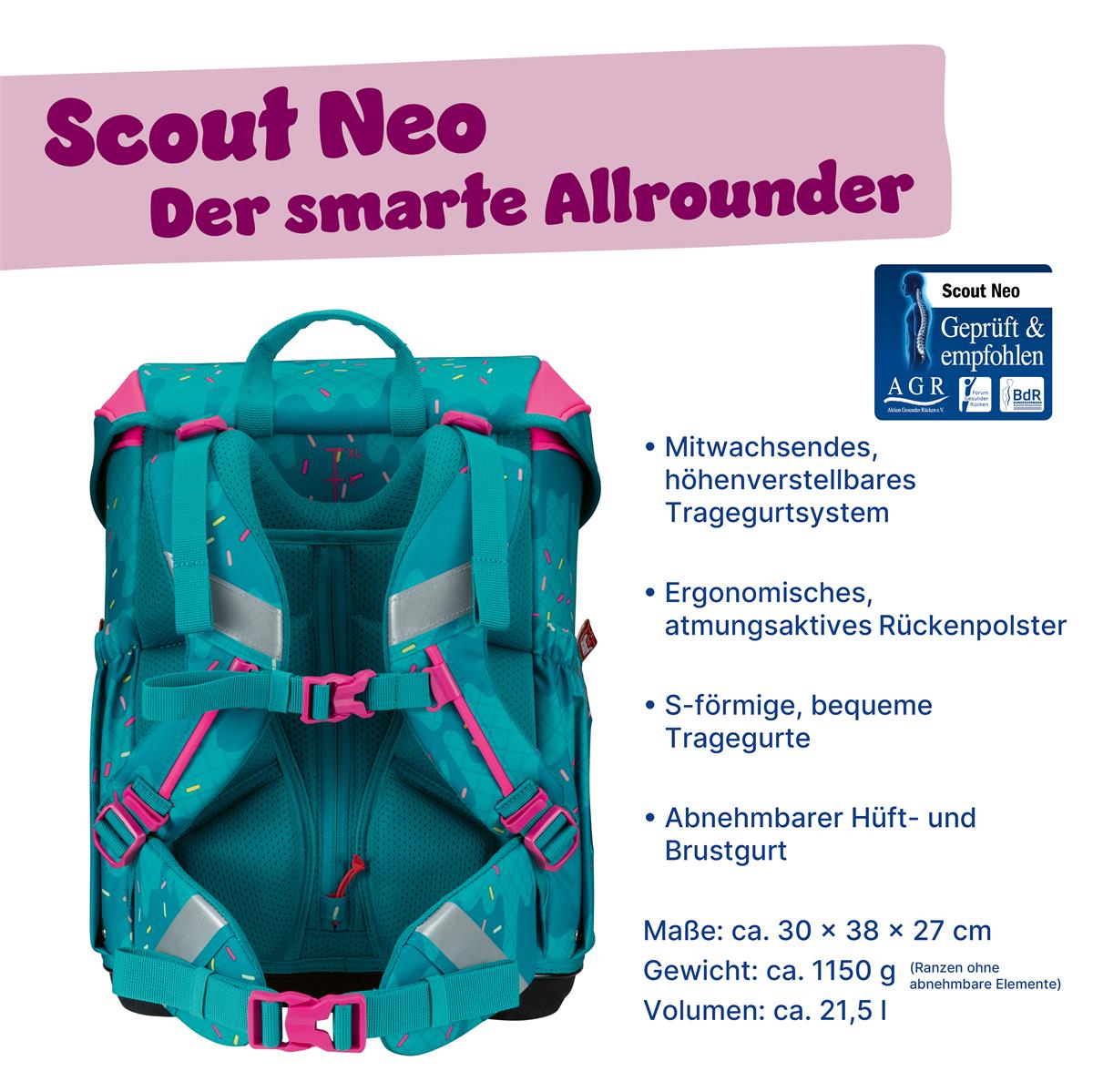 Scout Schulranzen-Set Neo 4.tlg. Happy Confetti