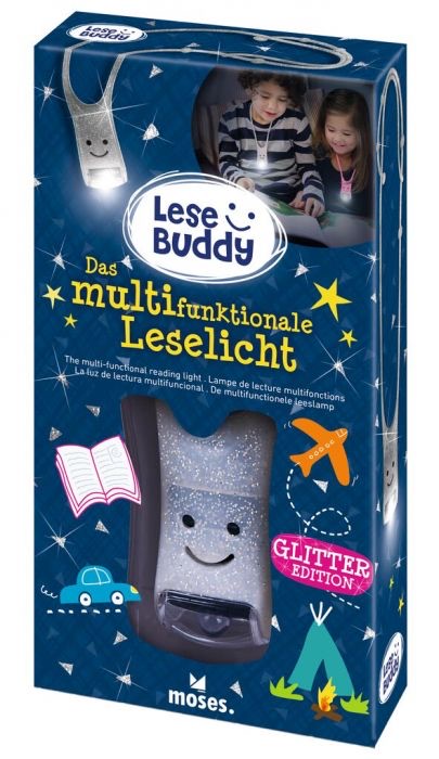 Moses Lese Buddy - Das multifunktionale Leselicht Glitzer silber