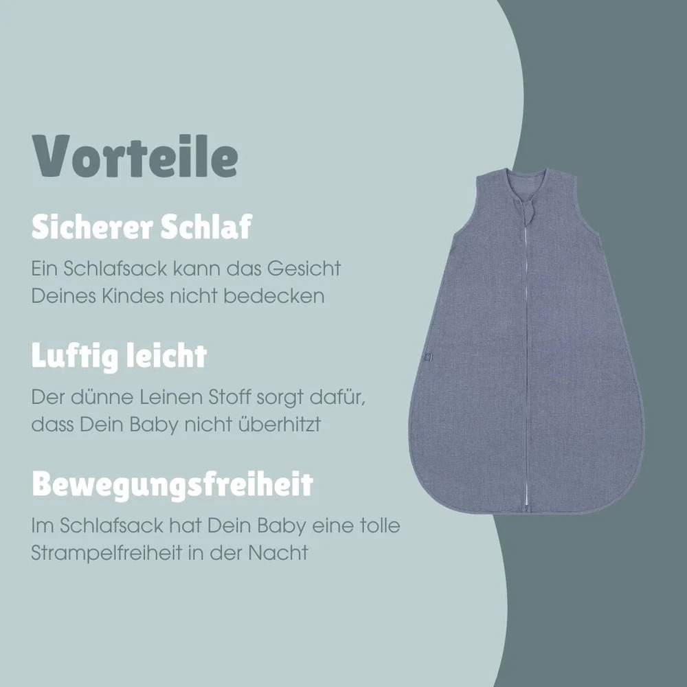 Emma & Noah Leinen Schlafsack 0,5 TOG 60 cm Essential Blau Emma & Noah Leinen Schlafsack 0,5 TOG 60 cm Essential Blau