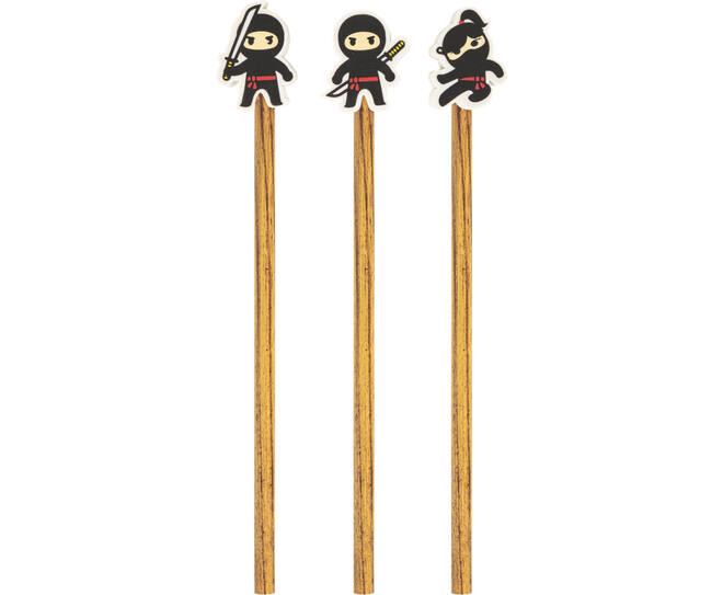 Stylex Bleistift mit Radiergummi-Topper, Ninja Schwert hinten Stylex Bleistift mit Radiergummi-Topper, Ninja Schwert hinten