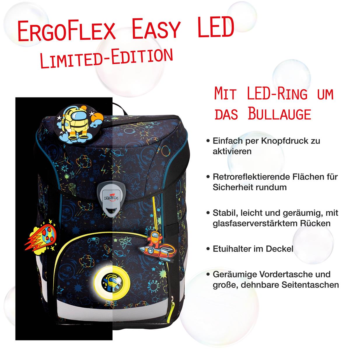 Der Die Das Schulranzen-Set Ergoflex Easy 2025 tlg. LED Crazy