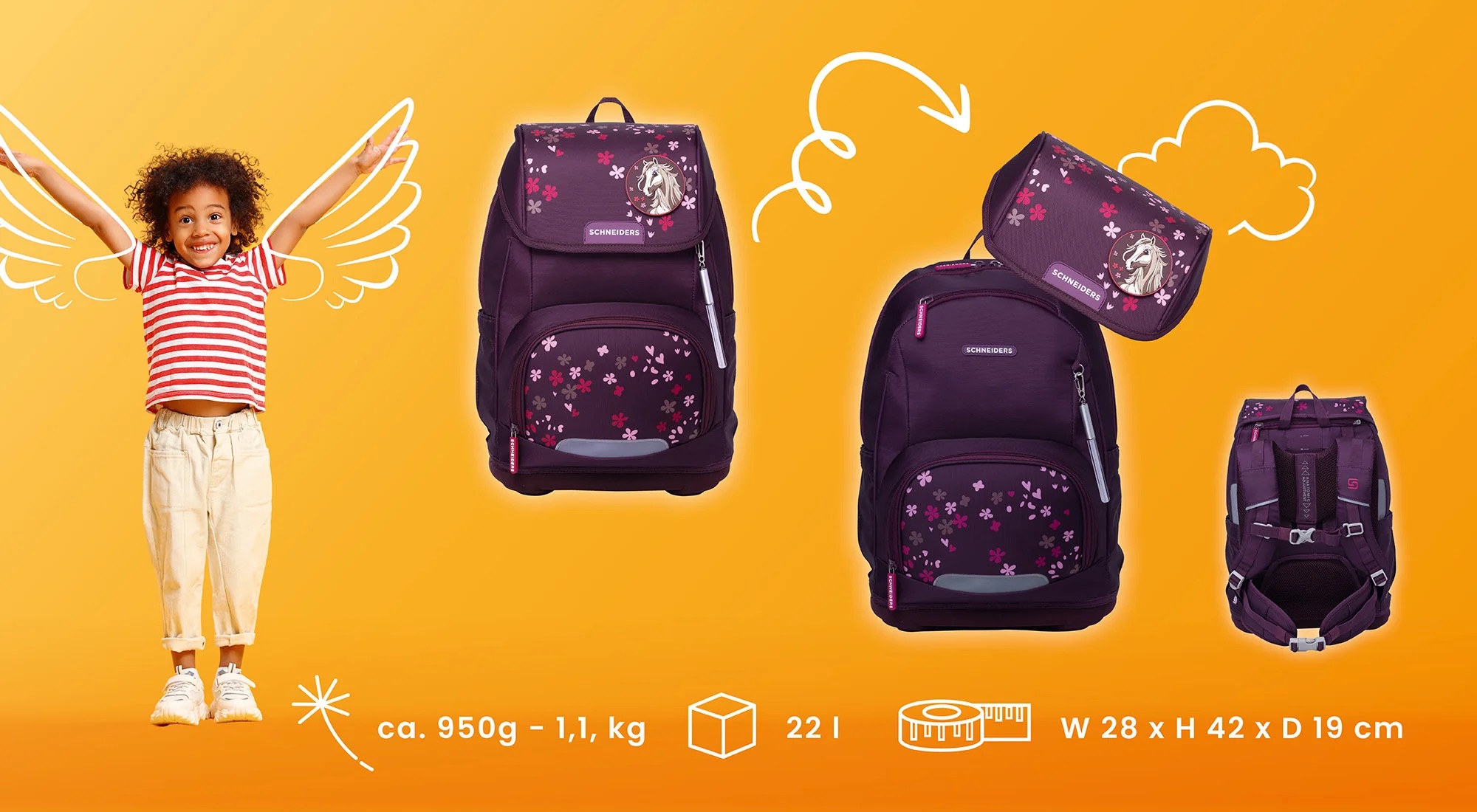 Schneiders Ergoplus Schulrucksack-Set 8-tlg. Space Quest