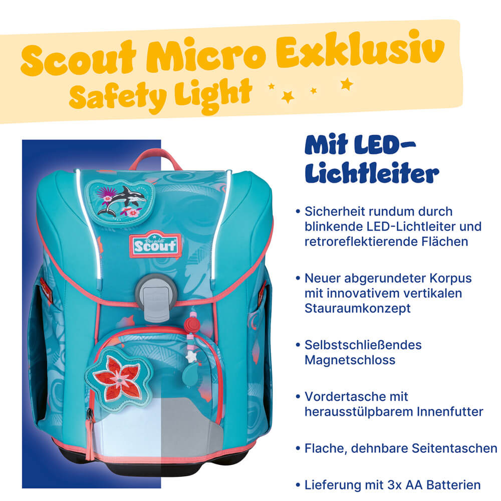 Scout Micro Schulranzen-Set 4-tlg. Safety Light Aloha