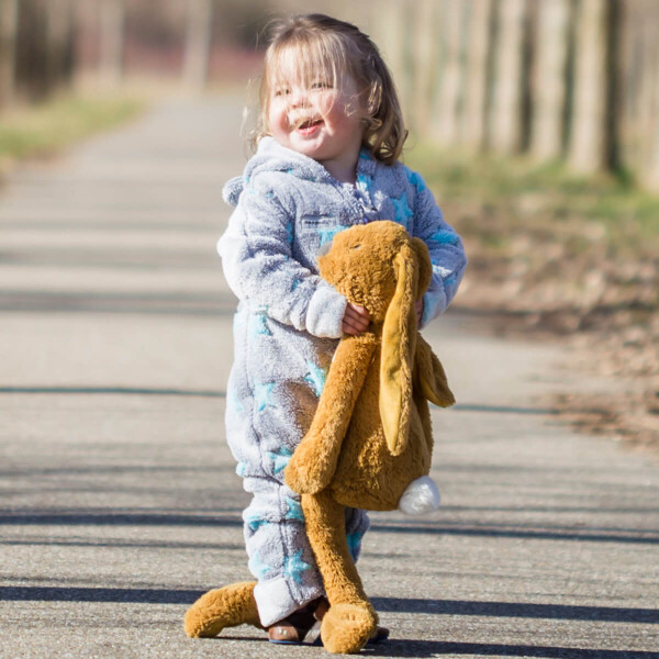 Hoppediz Fleeceoveralll Sterne grau / türkis 56/62