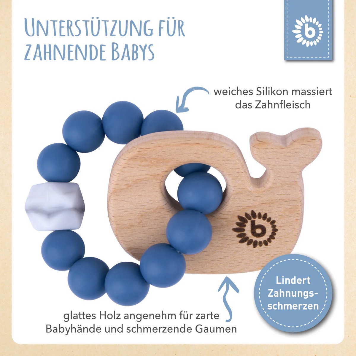 bieco Beißer mit Silikonkette Wal mit Silikonkette