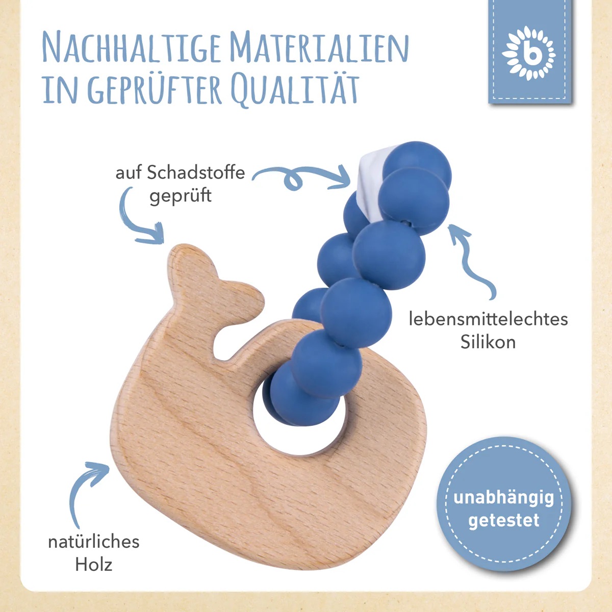 bieco Beißer mit Silikonkette Wal mit Silikonkette