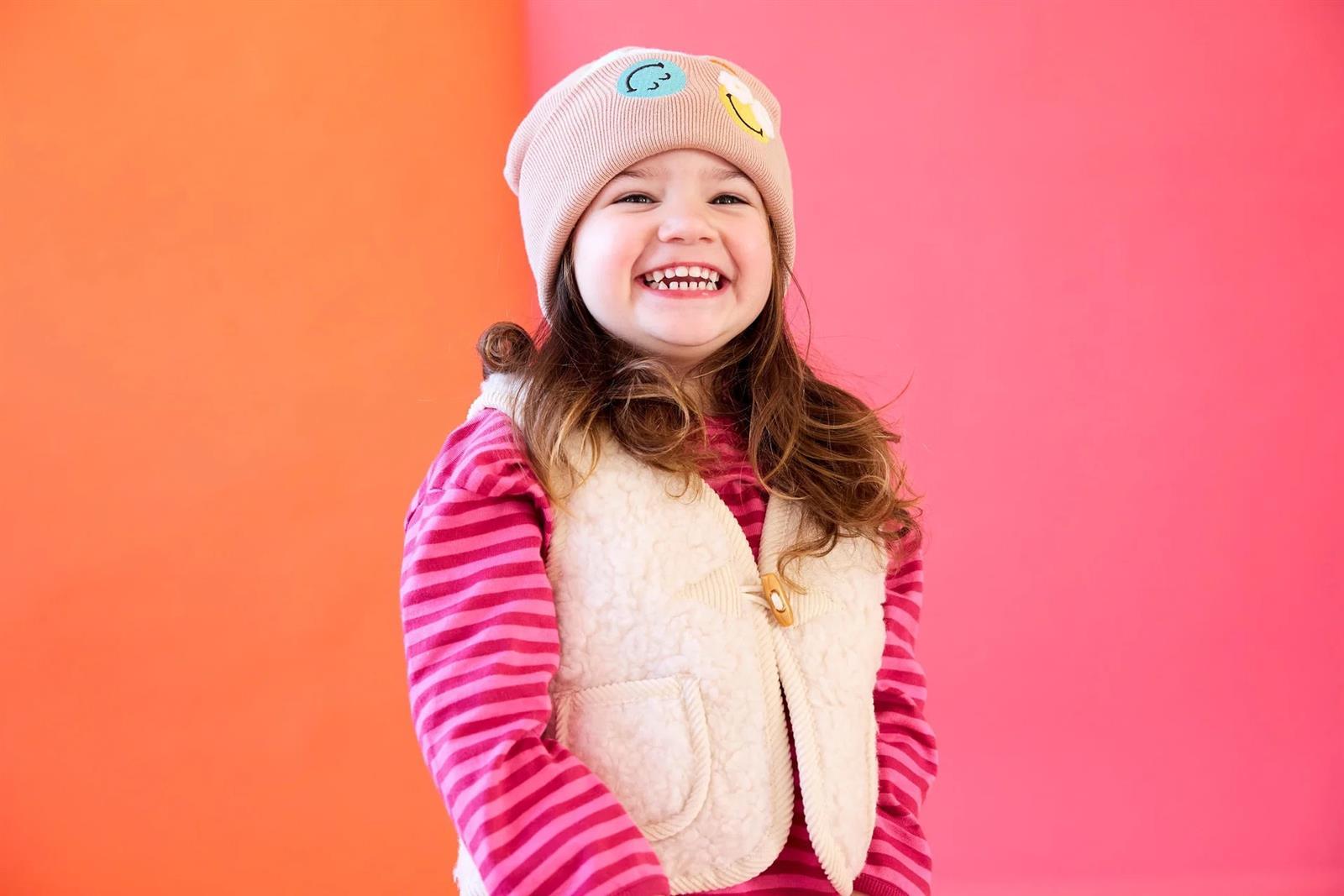 Lässig Mütze V-MASTER Beanie GOTS SmileyWorld® dusty rose 48-52