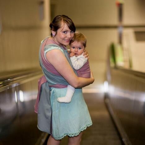 Storchenwiege® Babytragetuch Leo duet rosé-grau Gr. 6