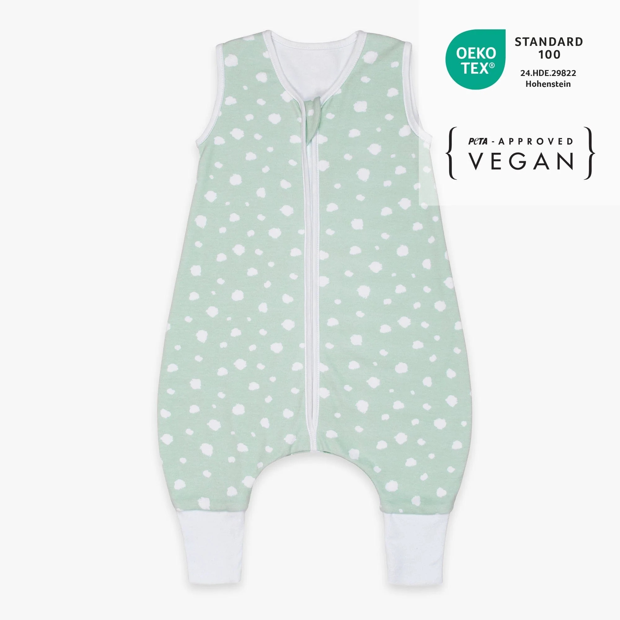 Emma & Noah Schlafsack mit Füßen 1.0 TOG 90cm Punkte Mint