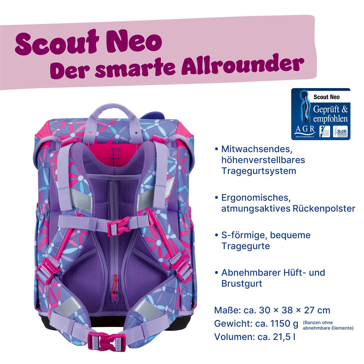 Scout Schulranzen-Set Neo 4.tlg. Pony Love