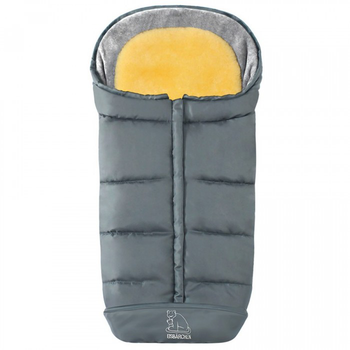 Heitmann Felle - Komfort 2-in-1-Fußsack mit herausnehmbarer Lammfell-Einlage - Serie “Eisbärchen” - grau