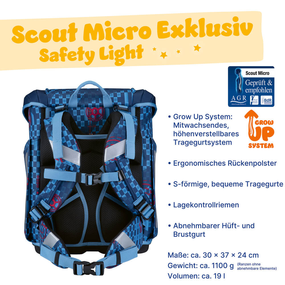 Scout Micro Schulranzen-Set 4-tlg. Safety Light Space Explorer 