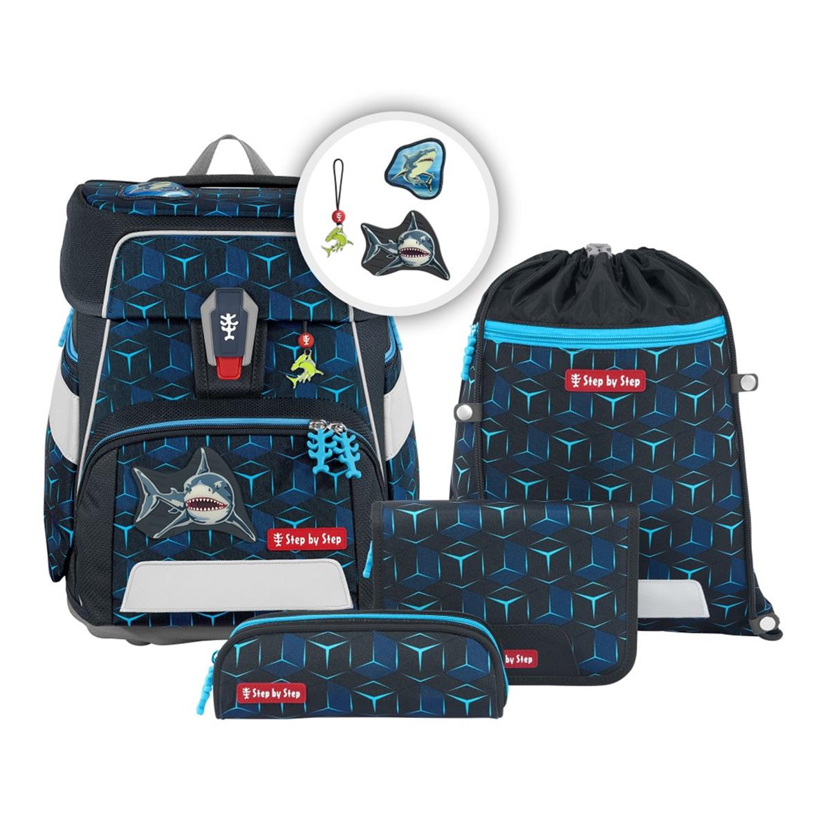 Step by Step Space Schulranzen-Set 5-tlg. Shine Shark Dexter