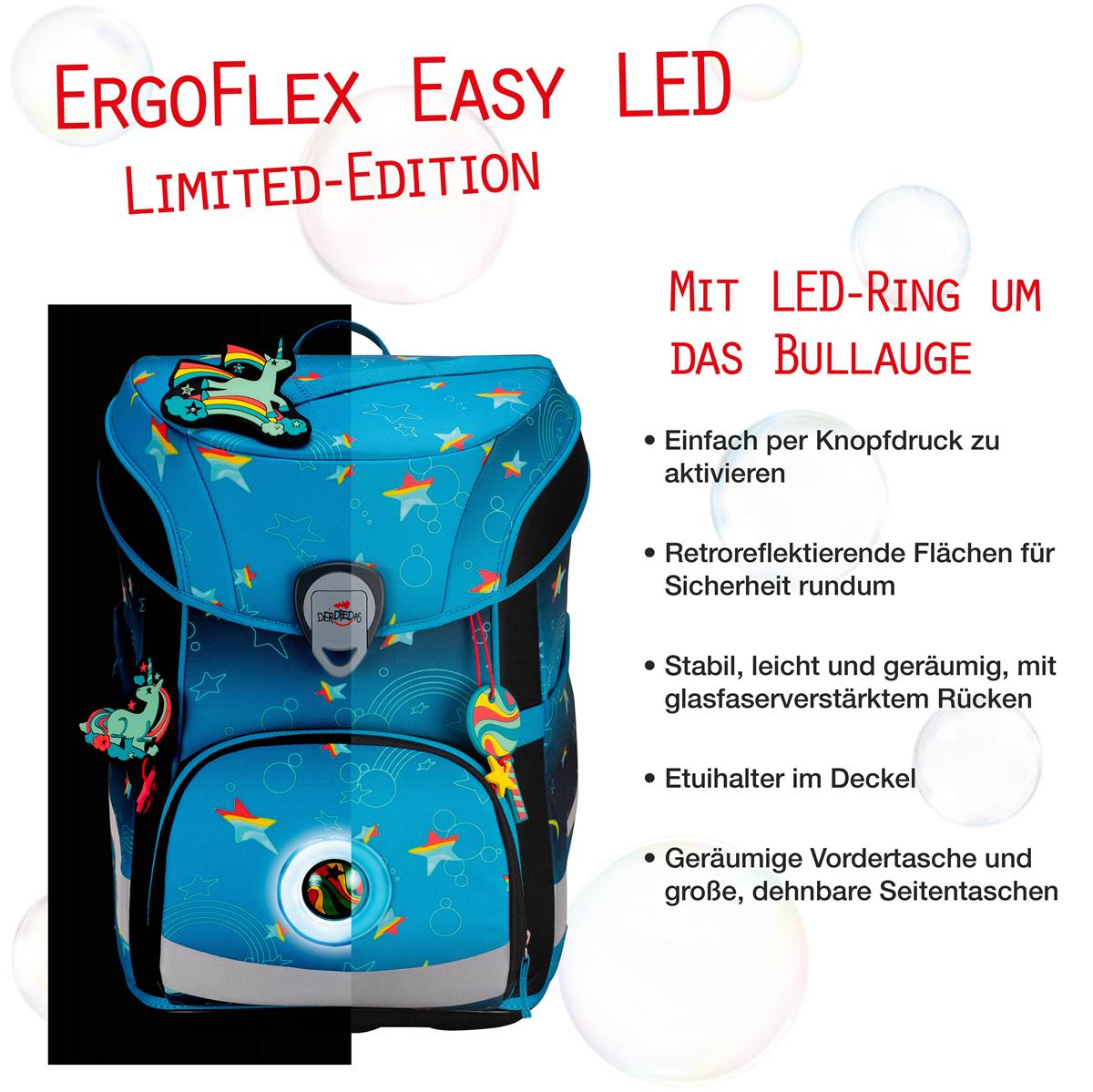 Der Die Das Schulranzen-Set Ergoflex Easy 2025 tlg. LED Rainbow Star