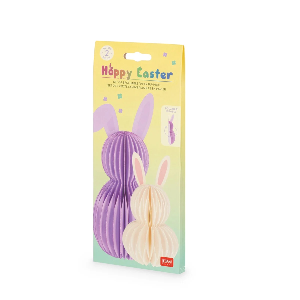 Legami Set mit 2 Faltbaren Häschen aus Papier - Hoppy Easter 2 Farbig