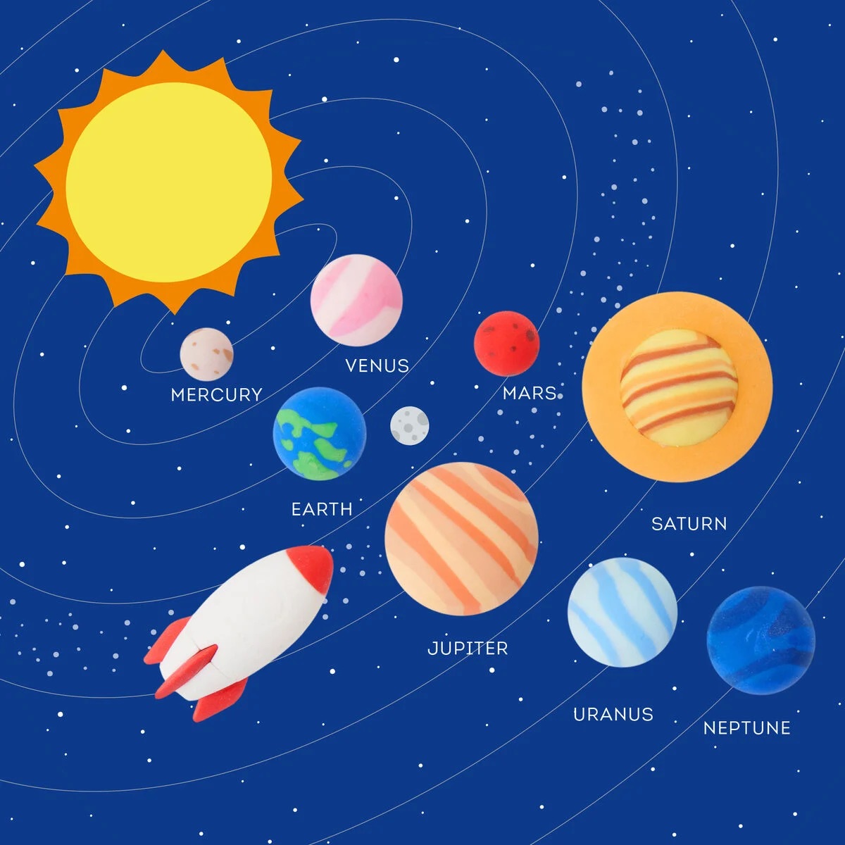 Legami 9 Radiergummis im Set - Solar System bunt