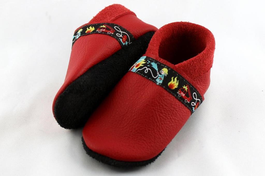 Krabbelschuhe aus Leder Feuerwehr 18