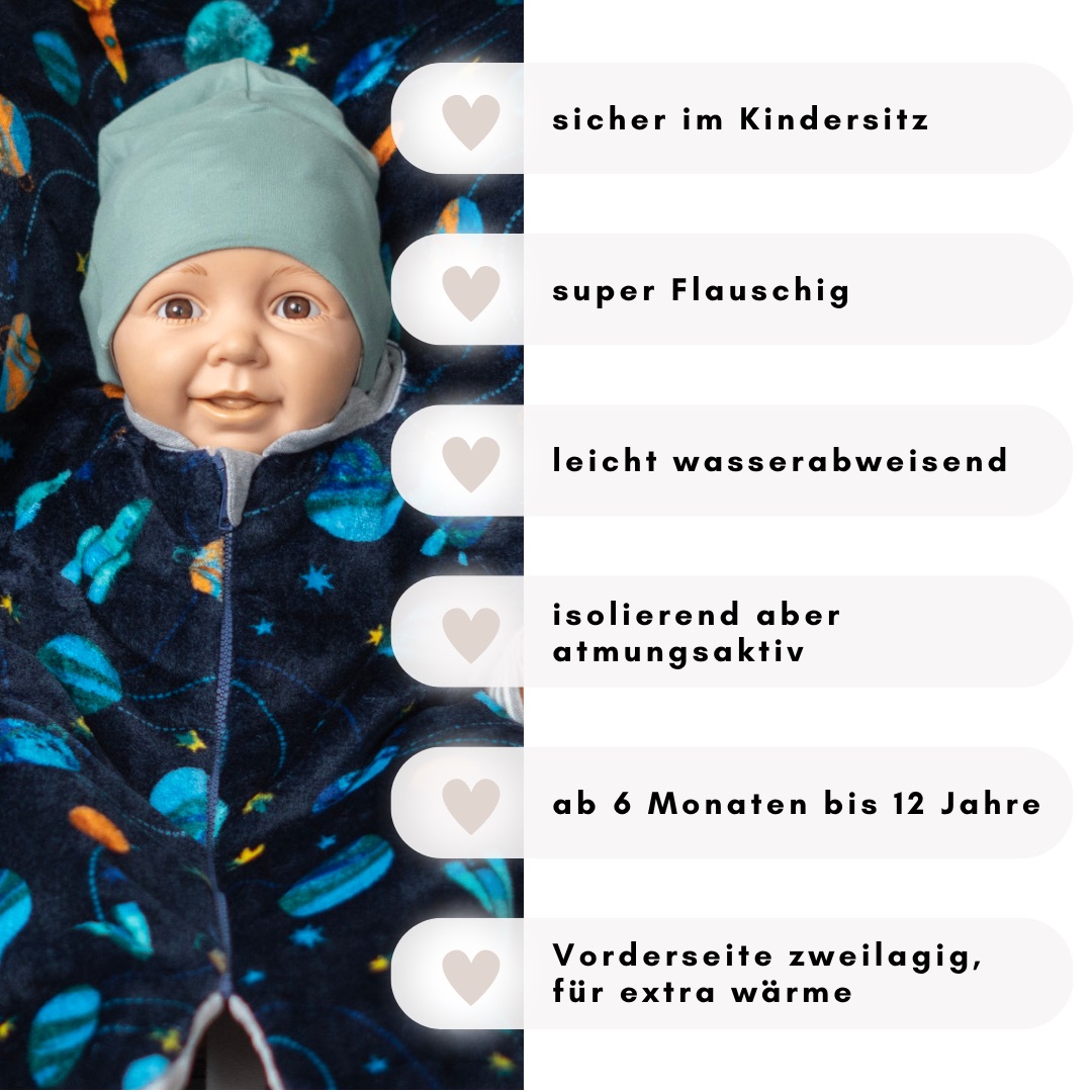 Kikkifax Kindersitzponcho aus Fleece Space