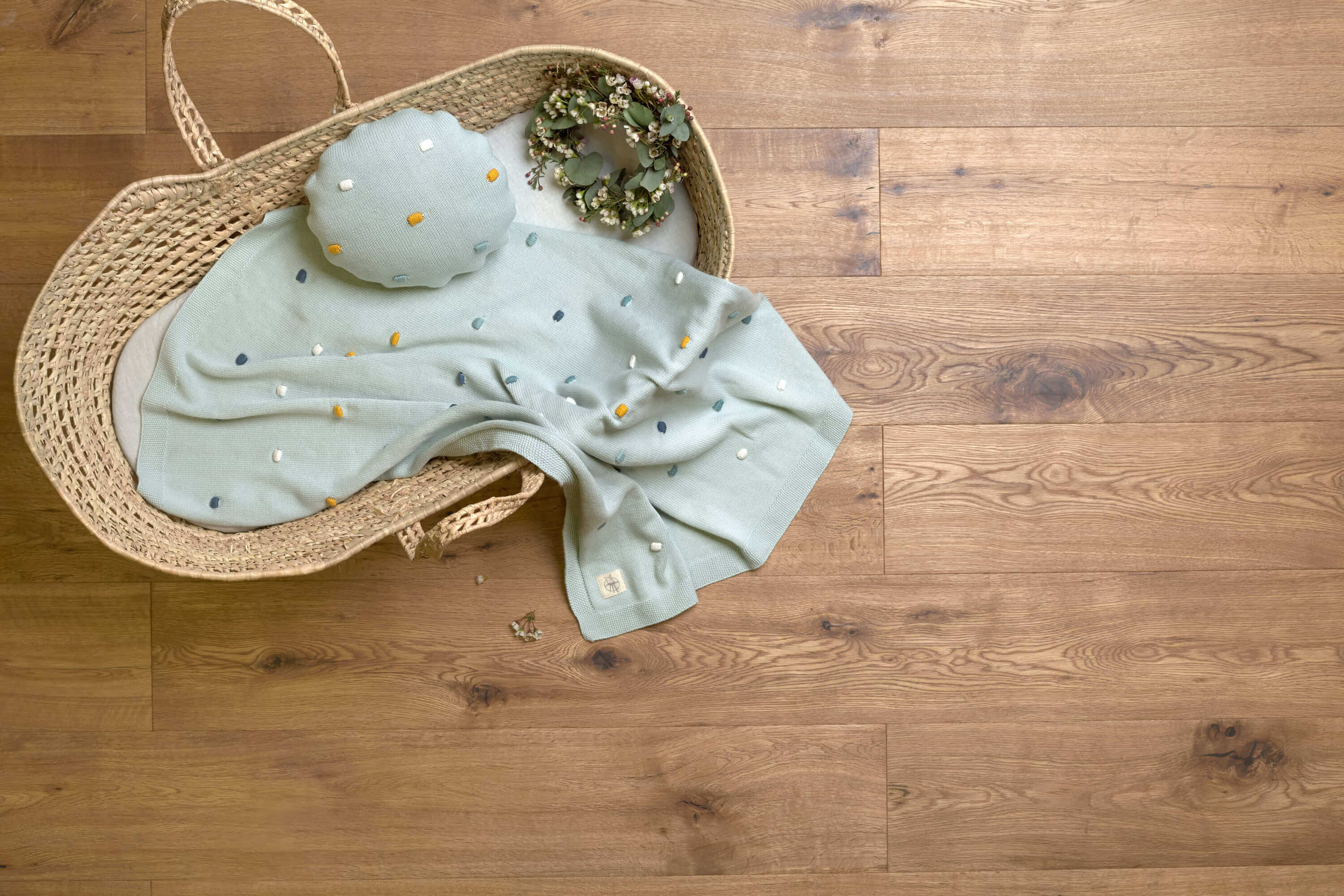 Lässig Babydecke Bio-Baumwolle 80x100 Dots light mint