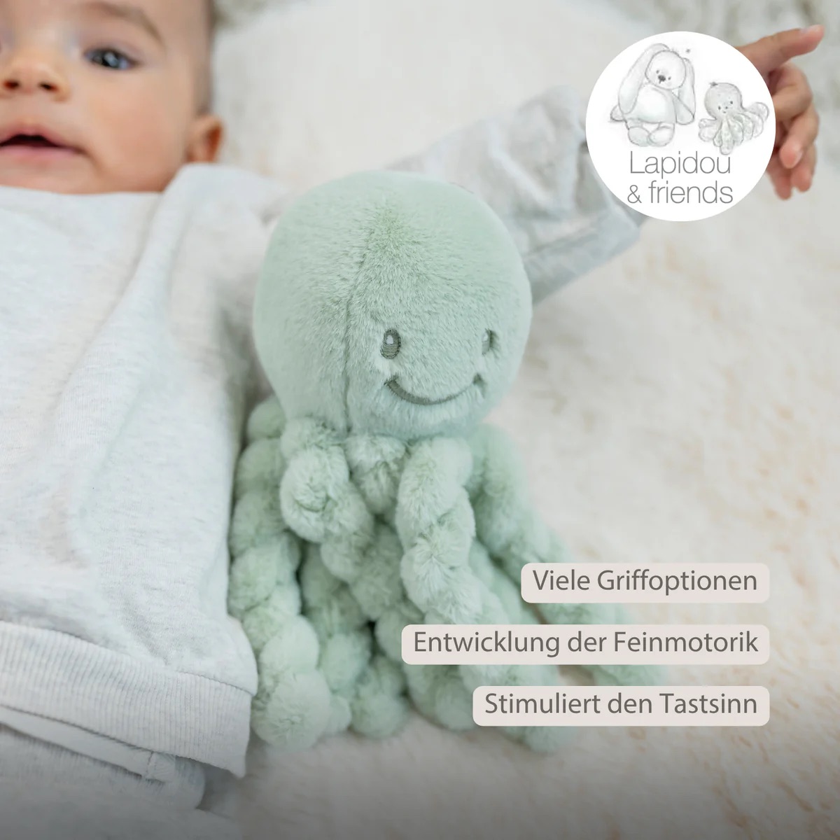 Nattou Kuscheltier Oktopus Kupfergrün Nattou Kuscheltier Oktopus Kupfergrün