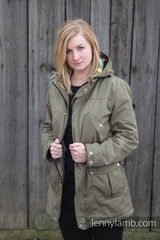 LennyLamb Khaki 6XL khaki Kapuze Little Herringbone grau LennyLamb Khaki 6XL khaki Kapuze Little Herringbone grau