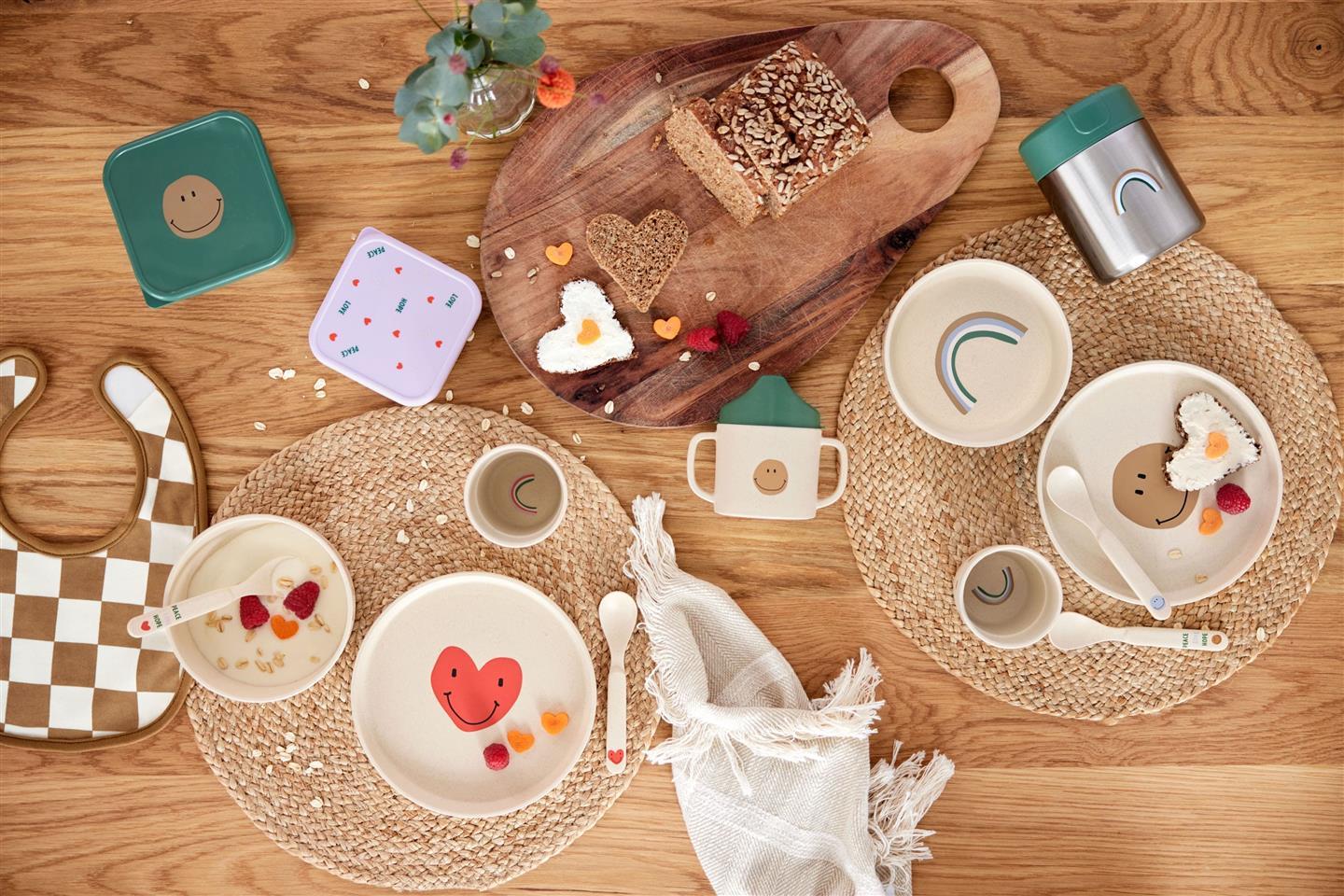Lässig Kindergeschirr Set (Teller - Schüssel - Becher - Löffel) Happy Rascals, Smile