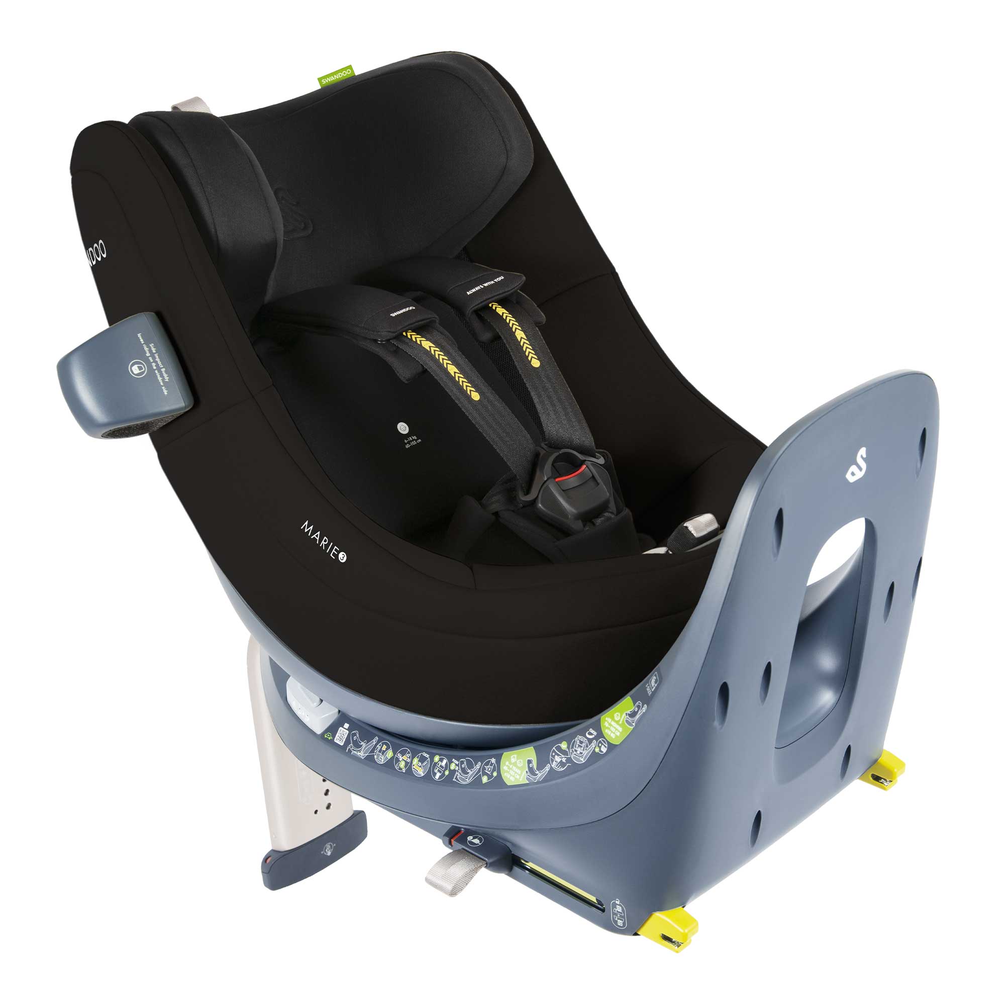 SWANDOO MARIE 5.0 i-Size Reboarder (40 – 105 cm/ 0 – 18 kg) 0+/1 Chia Black