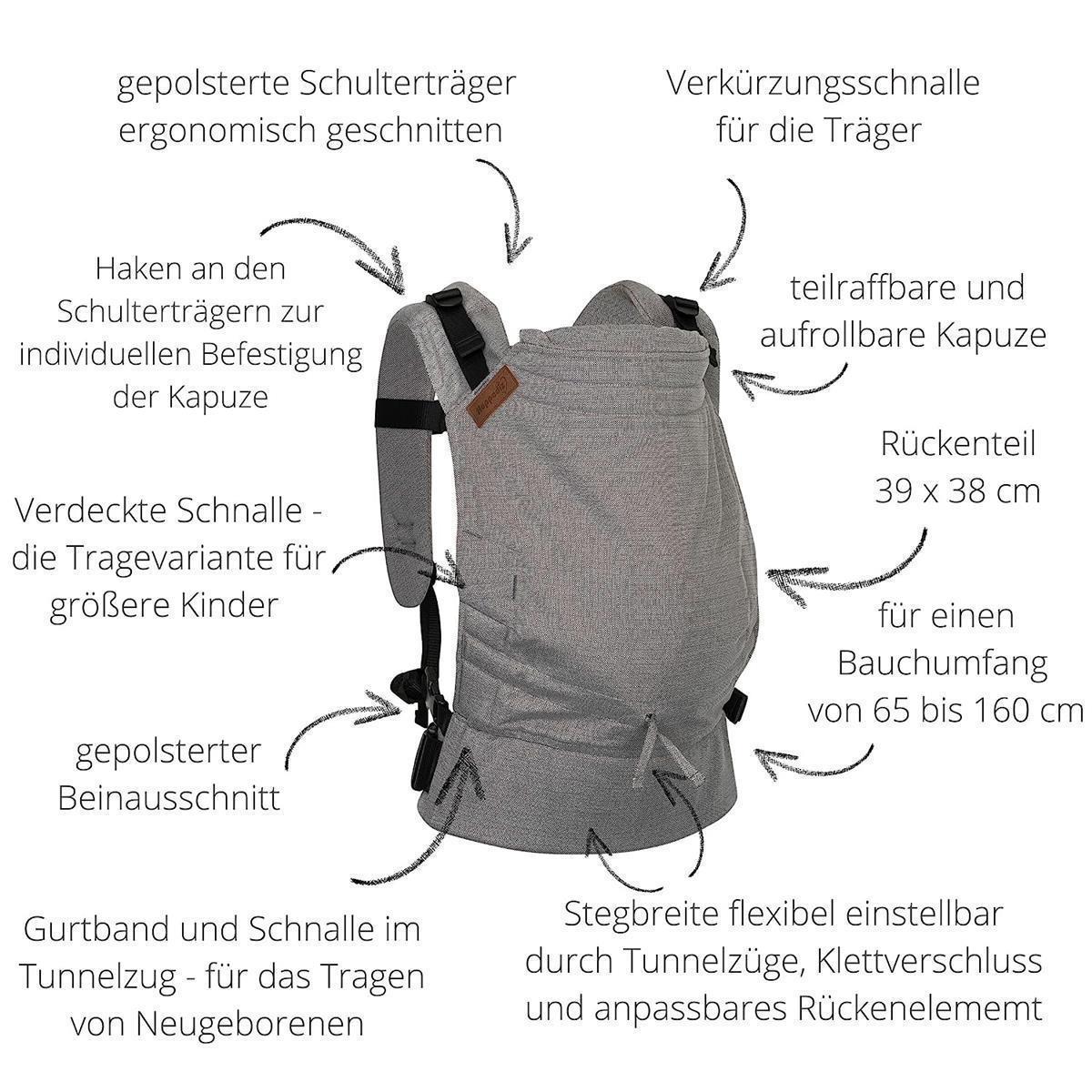 Hoppediz Babytrage Buckle (Ca. 56 - 86 cm/ 15 Kilo) Ibiza