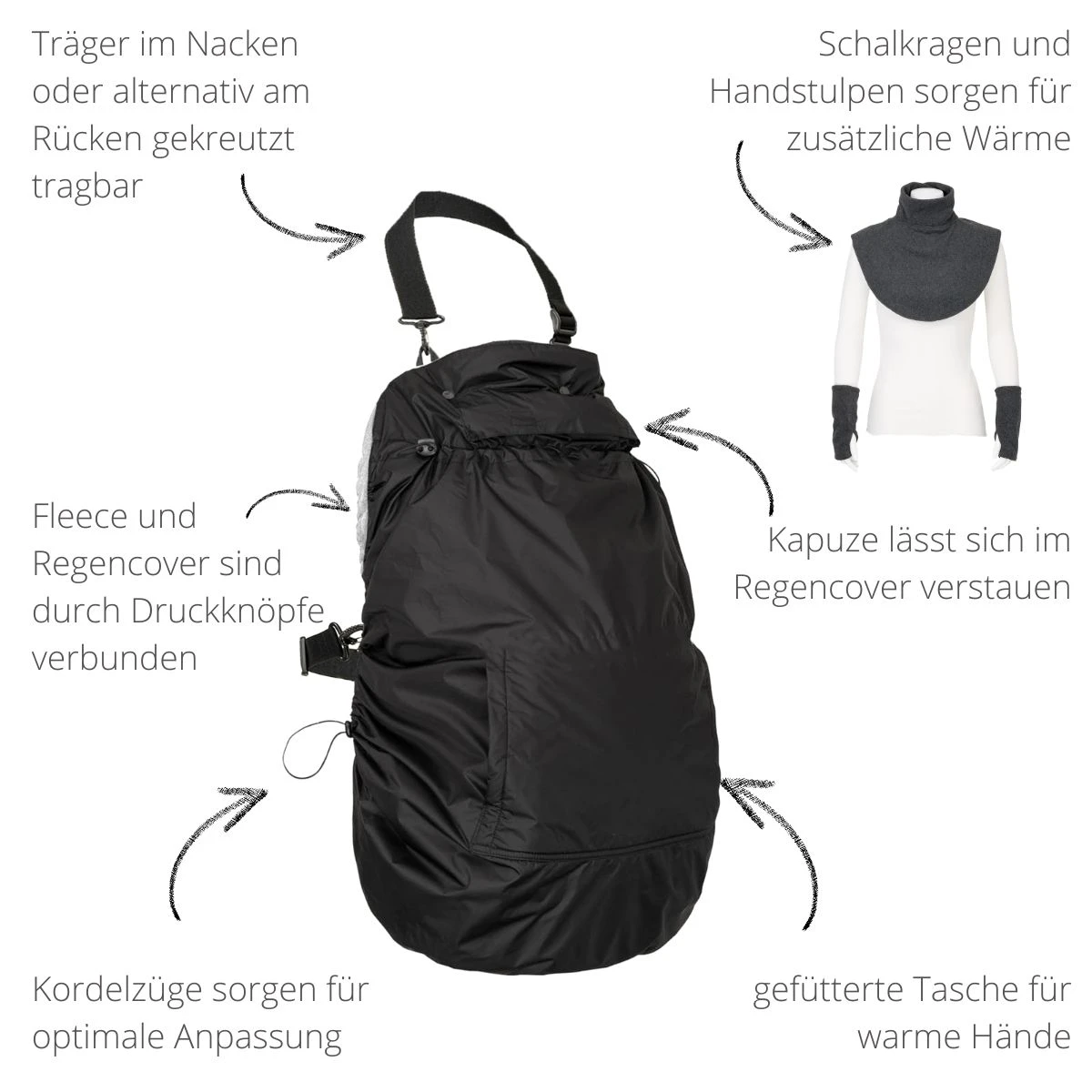 Hoppediz Fleece-Cover "3 in 1" Stone