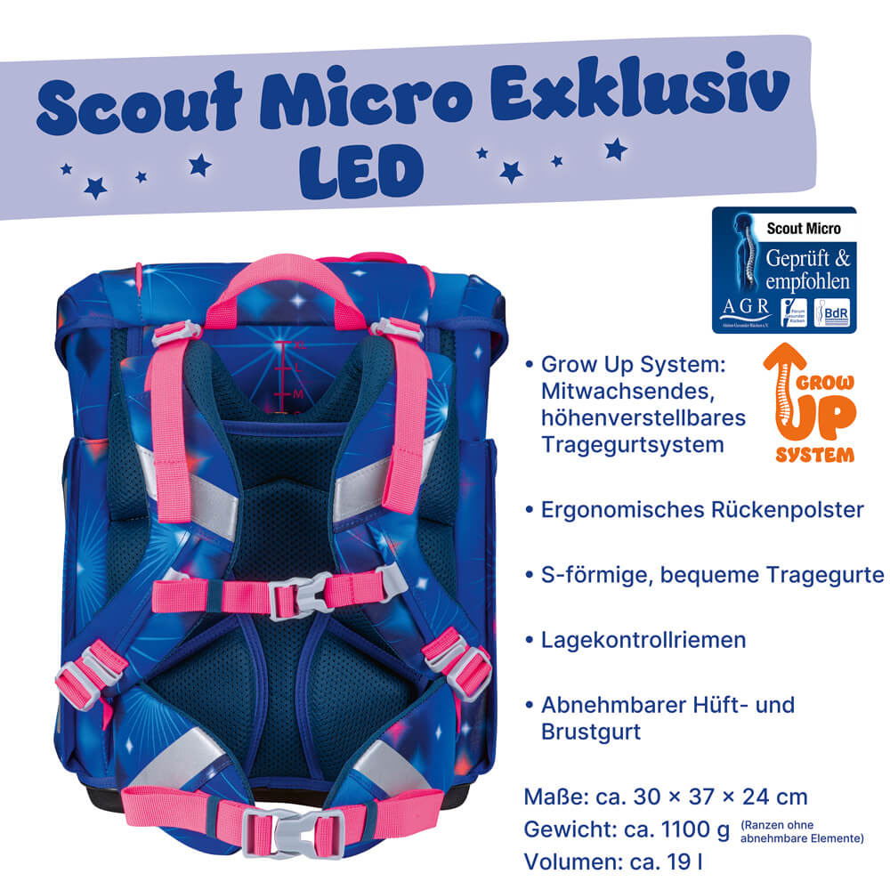 Scout Micro Schulranzen-Set 4-tlg. LED Sparkling Dream