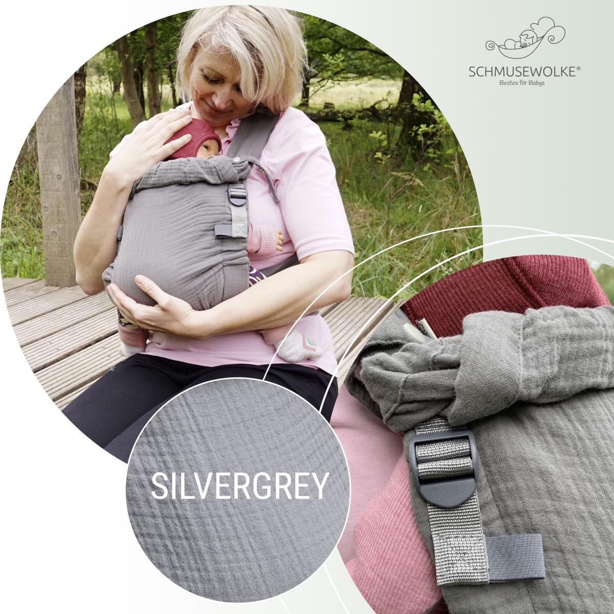 Schmusewolke_aurora-silvergrey-sommertrage-aus-musselin~5.jpeg Schmusewolke Aurora Halfbuckle (50 - 86 cm / 12 Kilo) Silvergrey