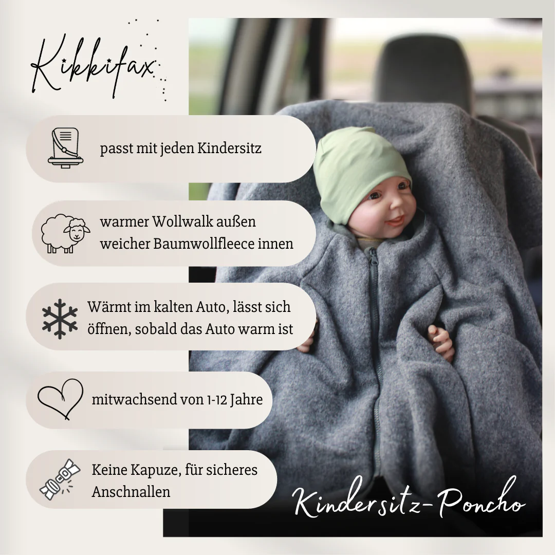 Kikkifax Wollwalk Kinderponchos Pure Anthrazit