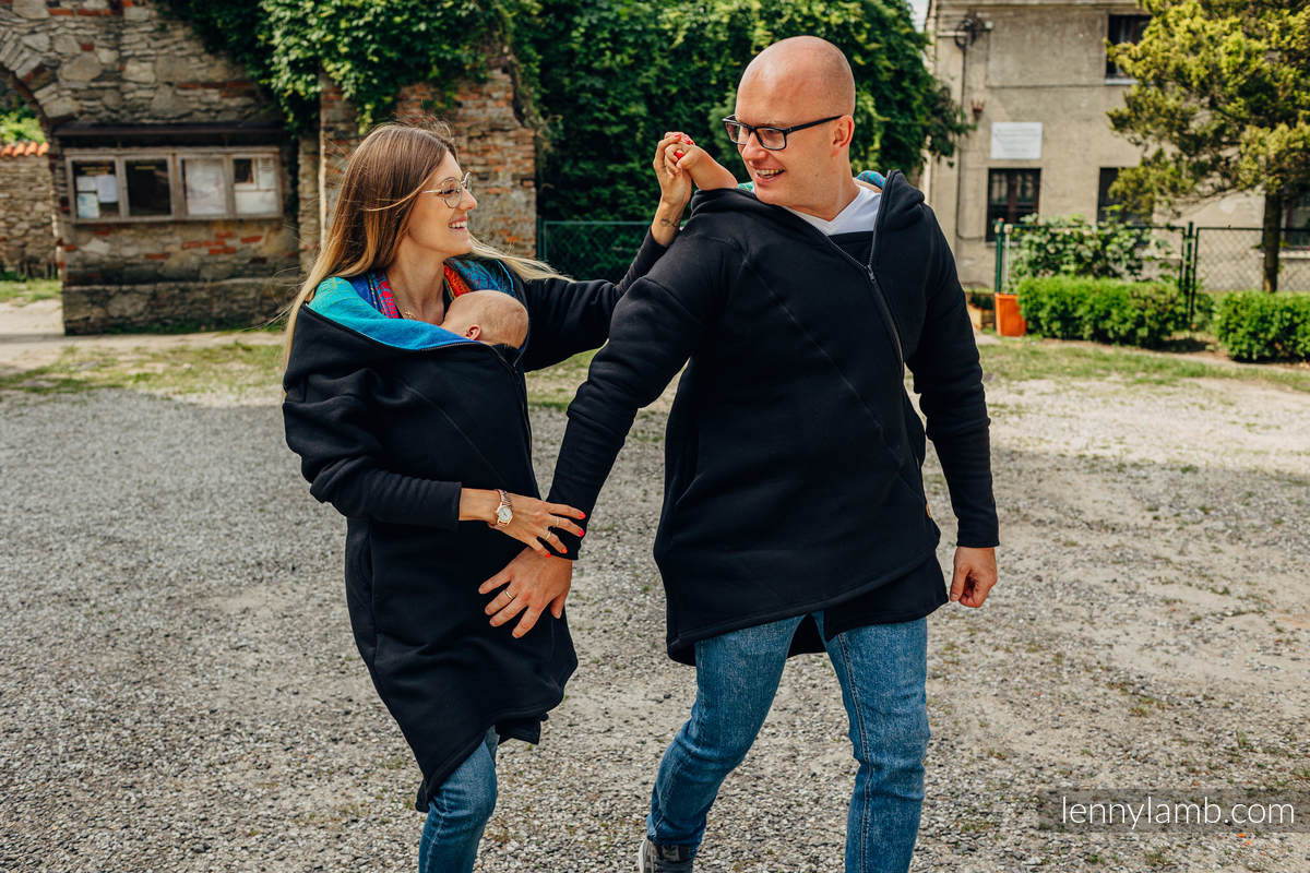 LennyLamb Asymmetrischer Tragepullover Gr. XL Schwarz mit Rainbow Lotuss