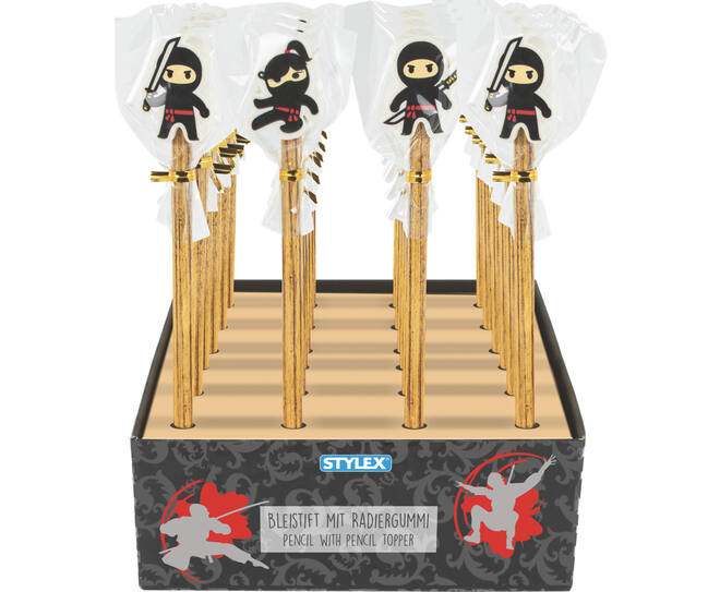 Stylex Bleistift mit Radiergummi-Topper, Ninja Schwert hinten Stylex Bleistift mit Radiergummi-Topper, Ninja Schwert hinten