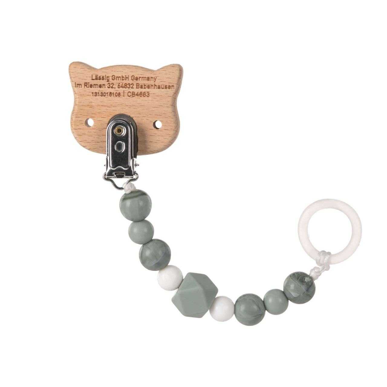 Lässig Schnullerkette - Little Chums Katze Grau