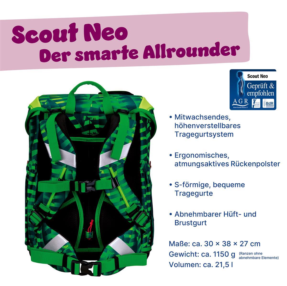 Scout Schulranzen-Set Neo 4.tlg. Danger Dino Scout Schulranzenset Micro Danger Dino