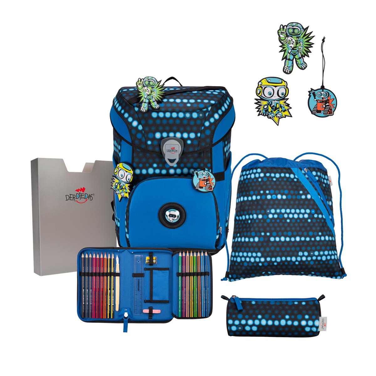 Der Die Das Schulranzen-Set Ergoflex Easy 2025 tlg. Superflash Blue Robot Der Die Das Schulranzen-Set Ergoflex Easy 2025 tlg. Superflash Blue Robot