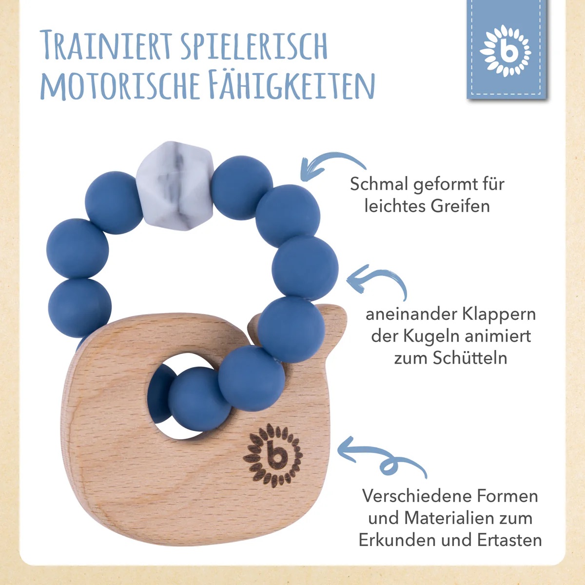 bieco Beißer mit Silikonkette Wal mit Silikonkette