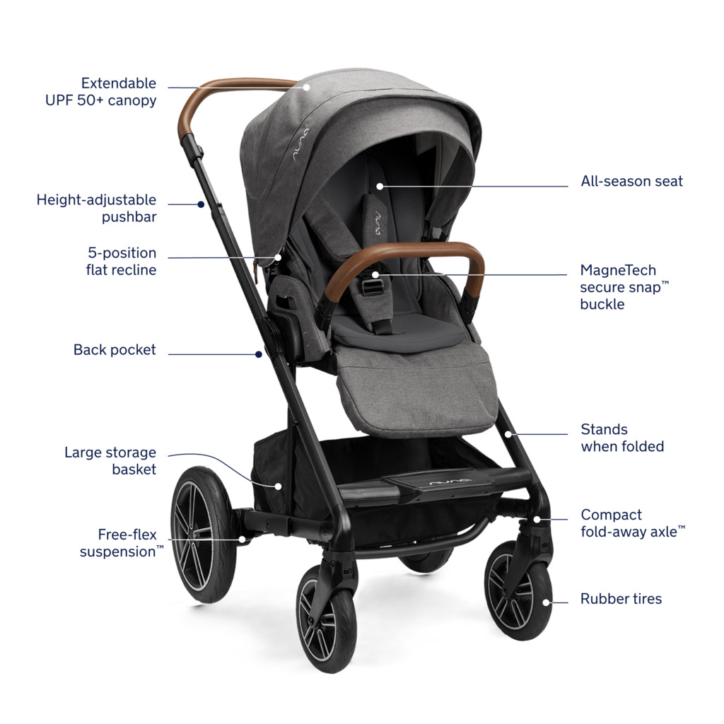 nuna MIXX next Kinderwagen mit Babywanne (Tragetasche) Granite