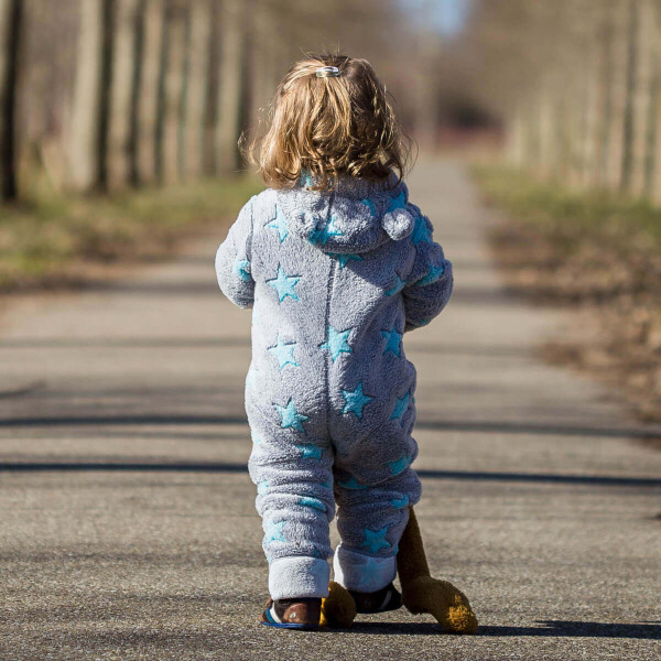 Hoppediz Fleeceoveralll Sterne grau / türkis 56/62
