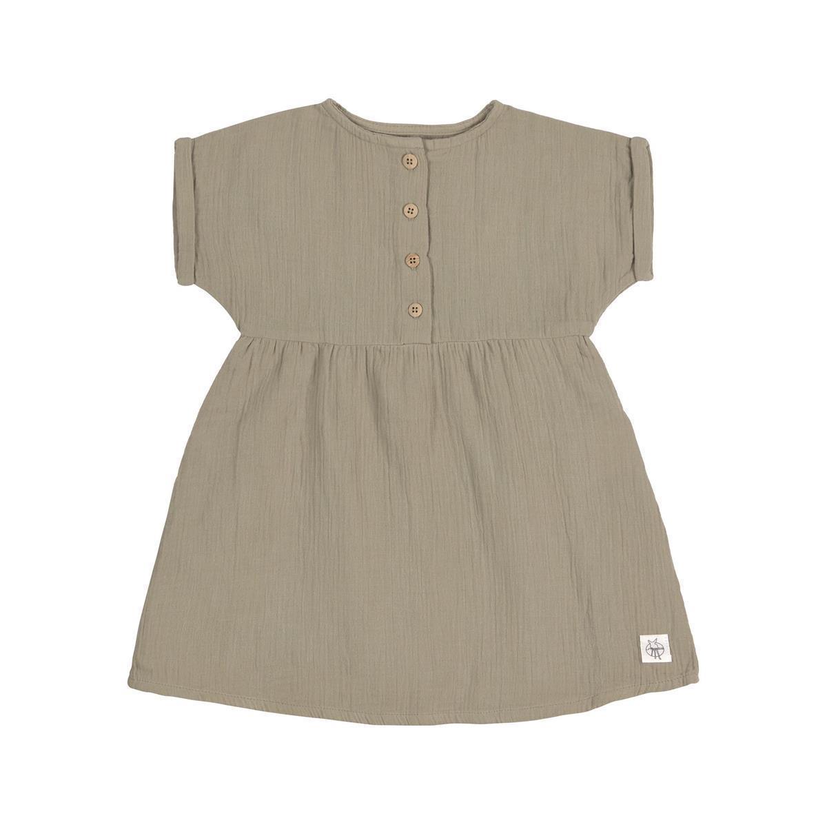 Lässig Kinderkleid - Bio Baumwolle Oliv 86/92