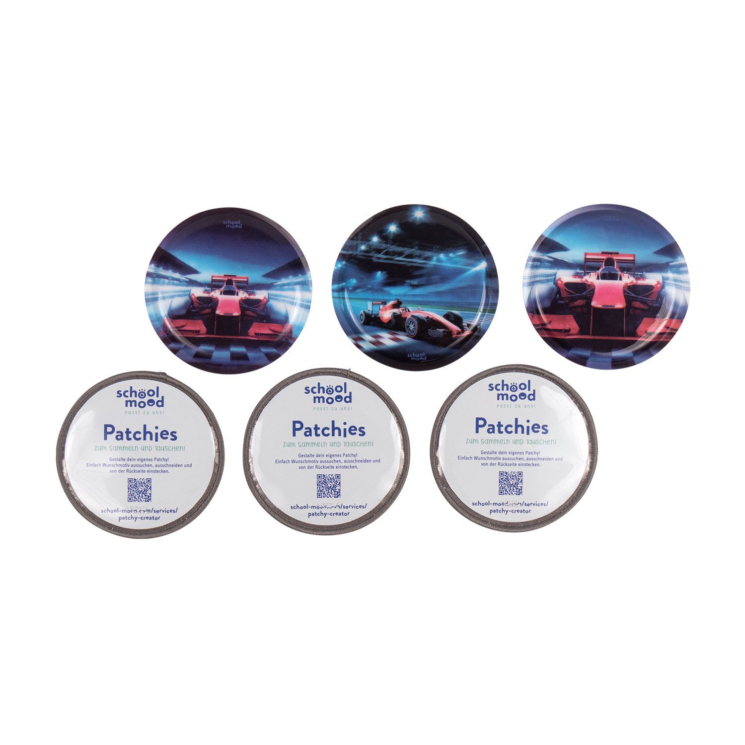 School-Mood 6-Tlg. Patchy Set Rennwagen School-Mood 6-Tlg. Patchy Set Rennwagen