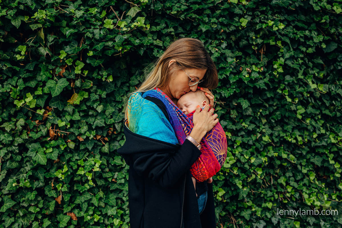 LennyLamb Asymmetrischer Tragepullover Gr. XL Schwarz mit Rainbow Lotuss