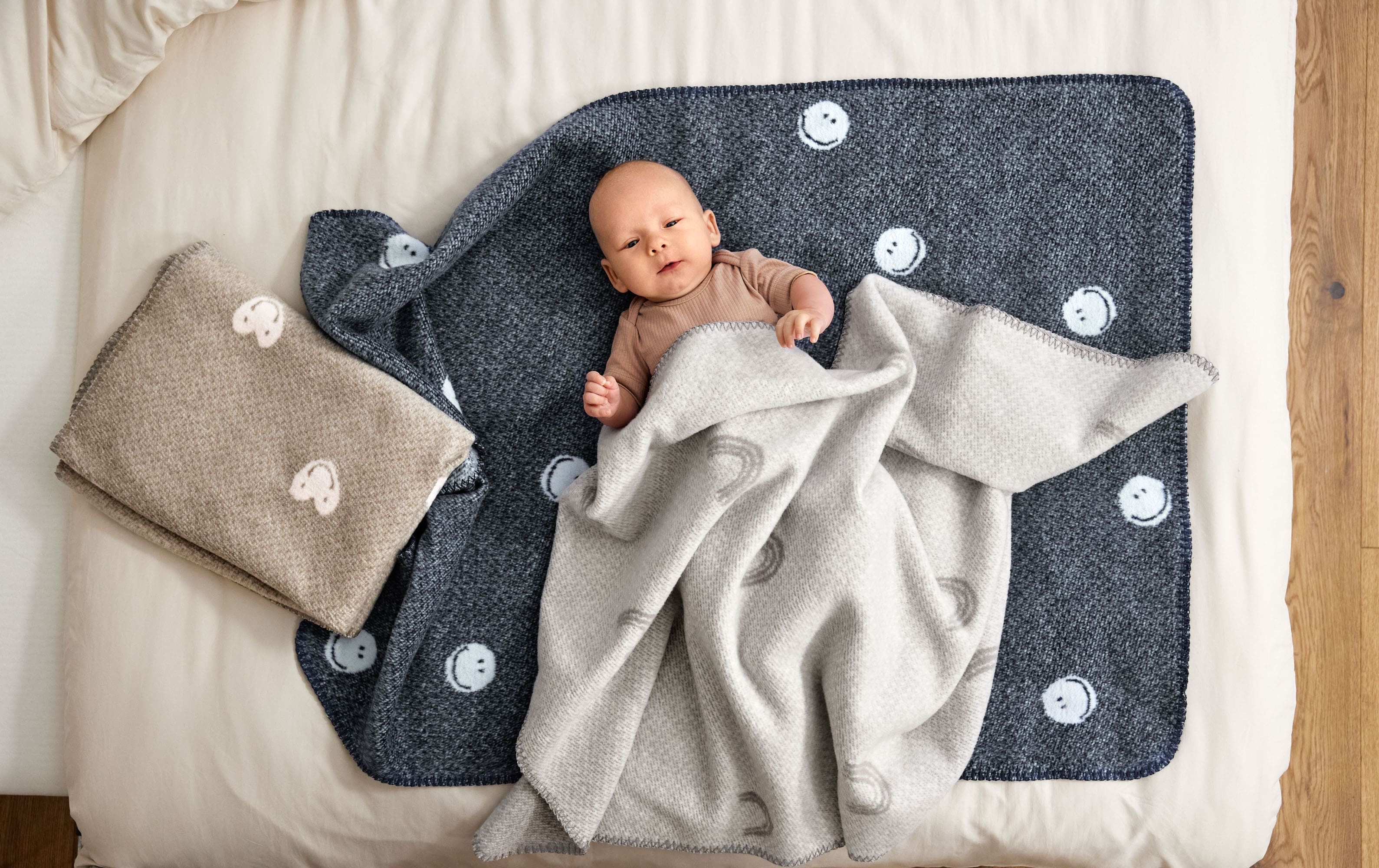 Lässig Babydecke Bio-Baumwolle 75x100 Grau Rosa