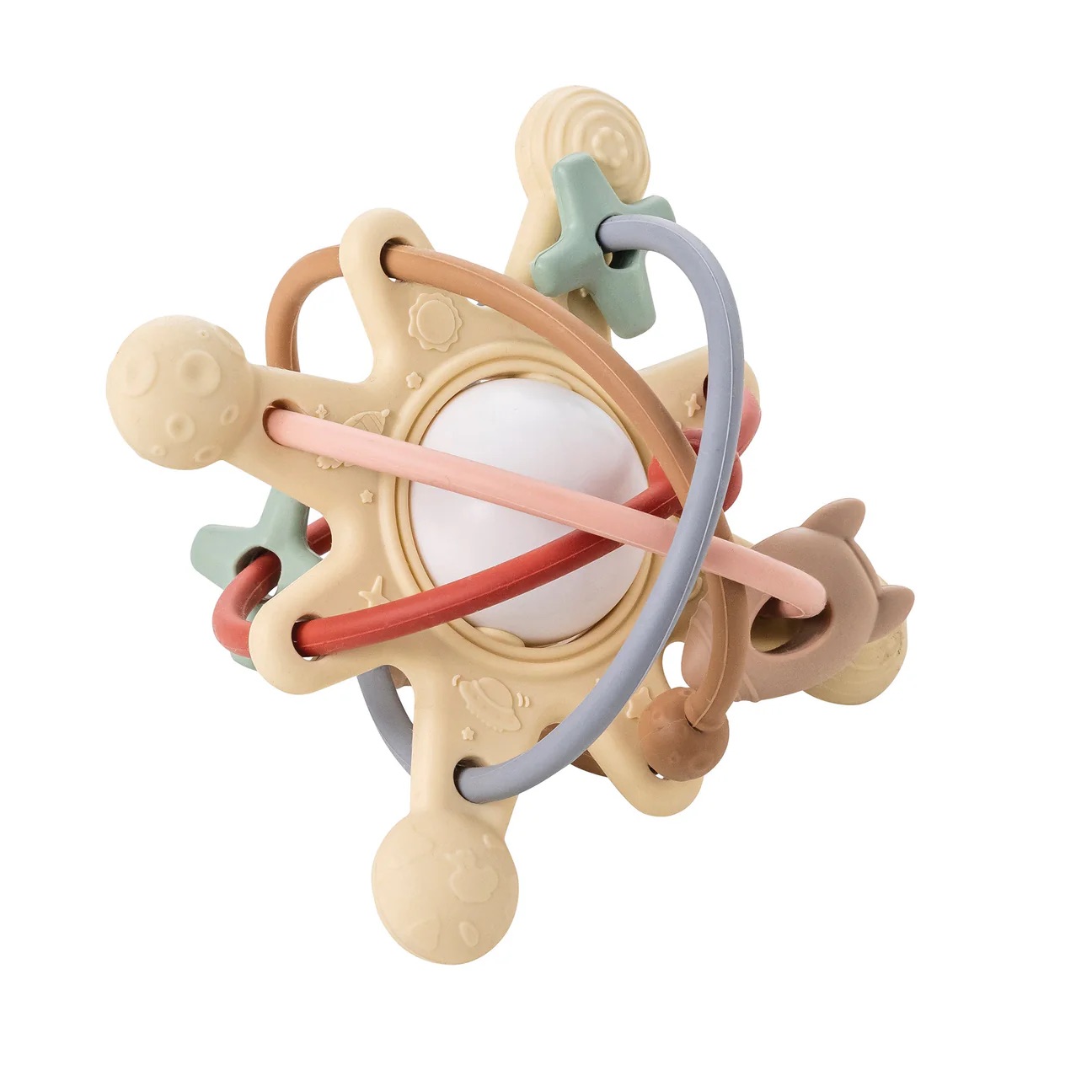 Nattou Beißring mit Rassel Galaxy Silikon Pastell