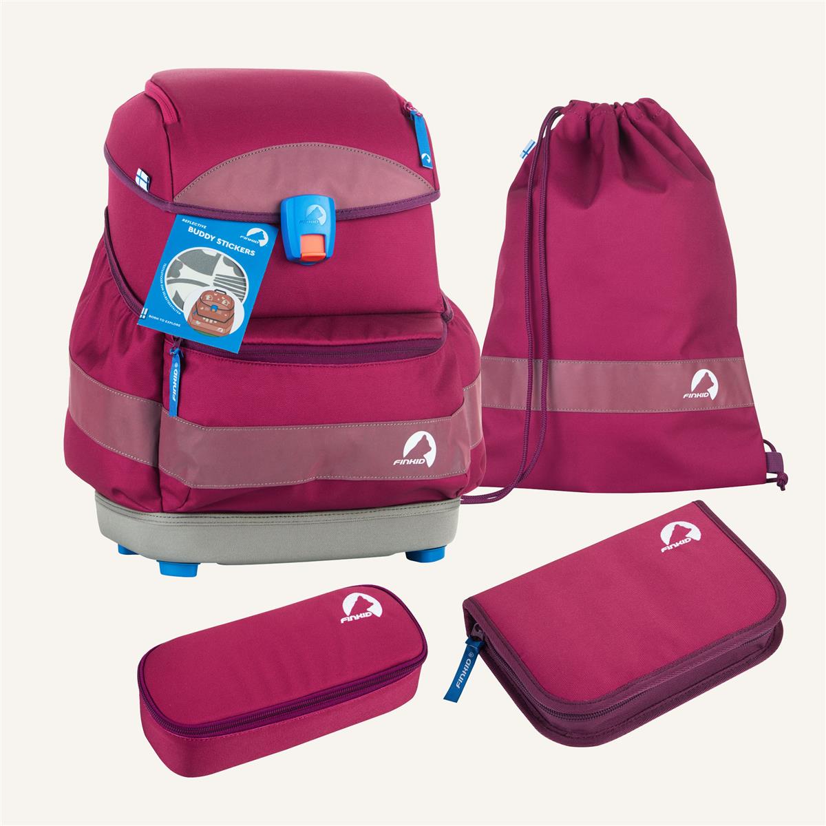Finkid BUDDY EKO SPORT Schulranzen Set wild berry/purple