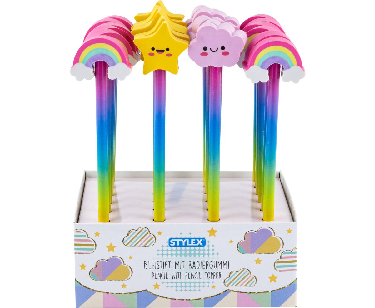 Bleistift mit Radiergummi-Topper, Regenbogen Regenbogen